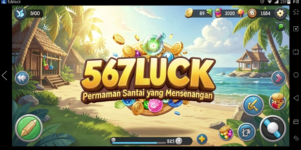 Tampilan gameplay 567LUCK yang ceria dan penuh warna.