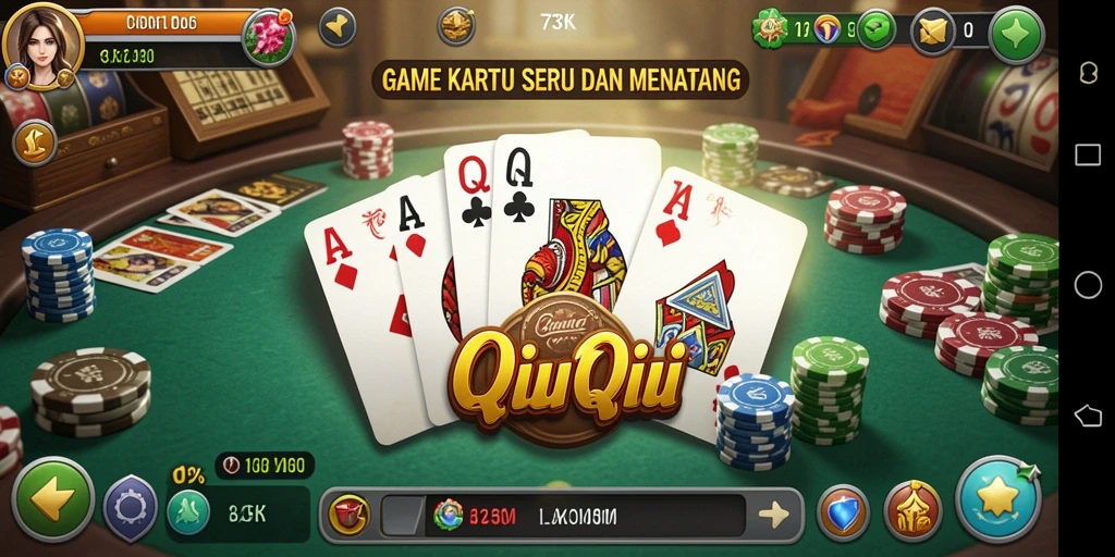 Tampilan gameplay seru dalam permainan QiuQiu 73K.