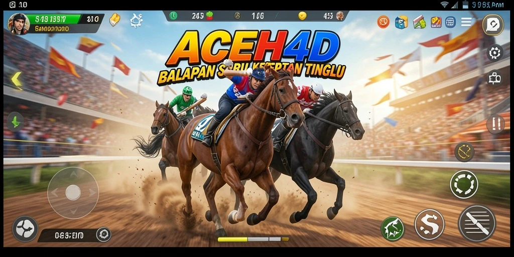 Screenshot gameplay ACEH4D dengan mobil balap yang melaju kencang di trek.