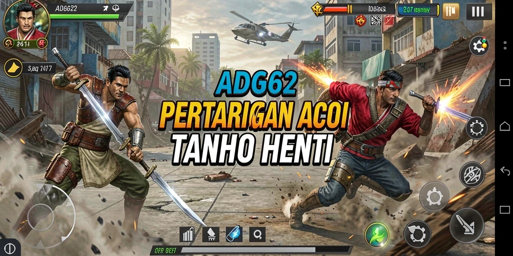 Screenshot ADG62 menampilkan aksi pertempuran yang intens dan grafis yang menawan.