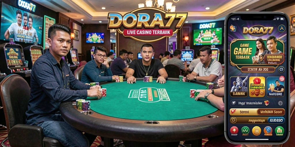 Screenshot dari gameplay Live Casino DORA77 menunjukkan dealer profesional dan grafik menawan.