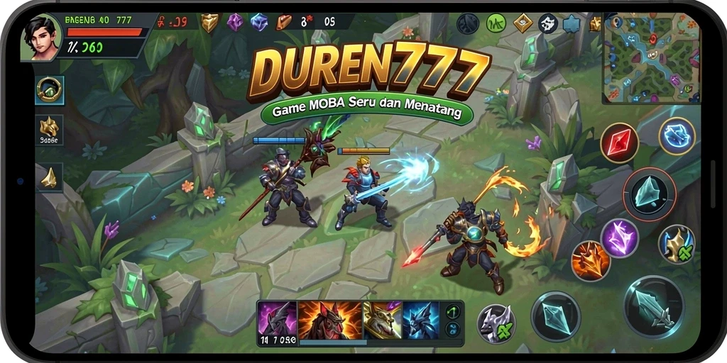 Screenshot DUREN777 memperlihatkan aksi seru dalam gameplay MOBA.