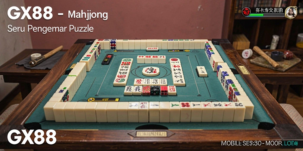 Tampilan gameplay GX88 dengan ubin Mahjong yang berwarna-warni dan menarik.