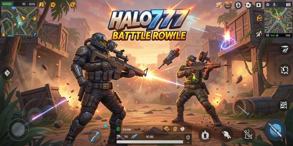 Screenshot HALO777 menampilkan pertempuran intens pemain dalam mode Battle Royale.