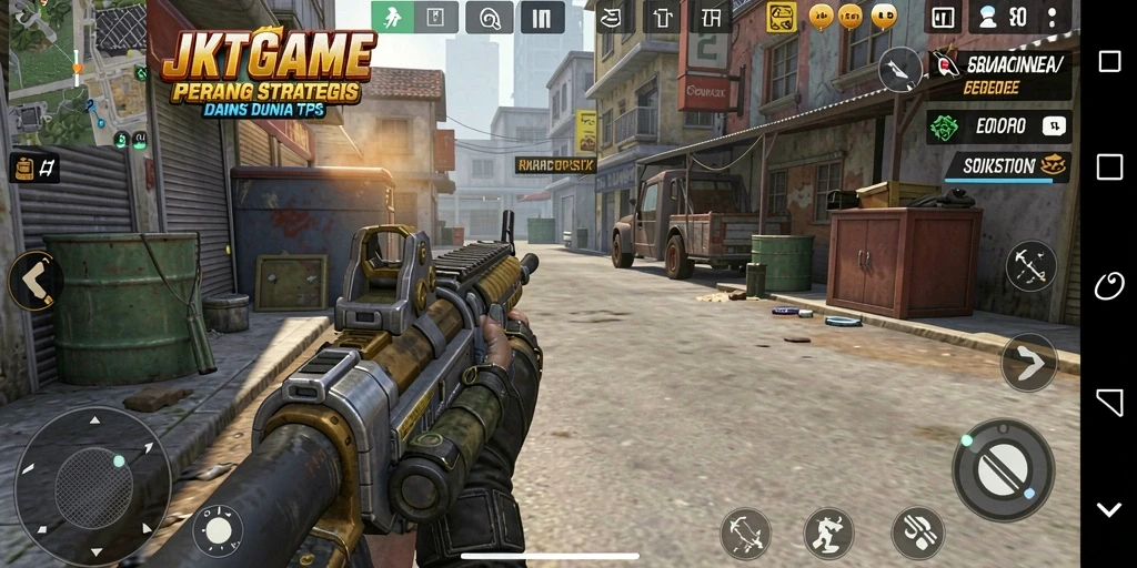 Screenshot JKTGAME menampilkan aksi seru dalam gameplay TPS.