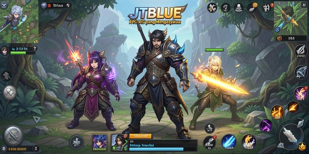 Tampilan aksi seru dalam gameplay RPG JTBLUE.