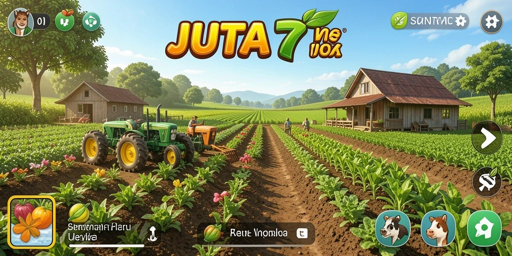 Screenshot gameplay <strong>JUTA7</strong> menampilkan aktivitas bertani yang seru dan menantang.