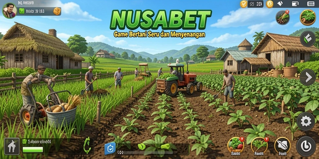 Screenshot gameplay NUSABET menampilkan aktivitas bertani yang seru.