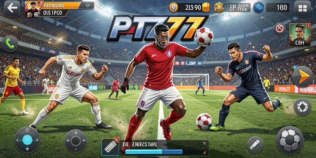 Tampilan gameplay seru PT777 saat aksi olahraga berlangsung.
