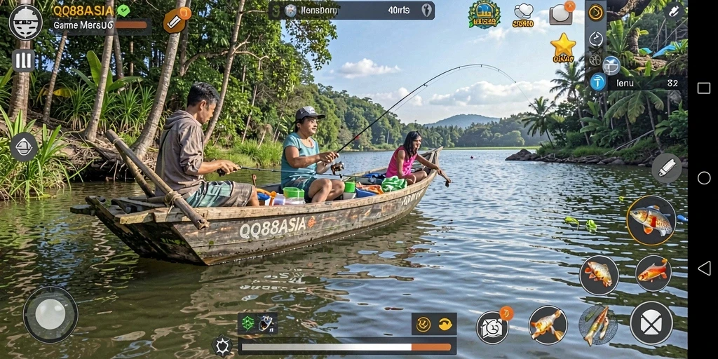Gameplay memancing yang mengasyikkan dengan beragam ikan.