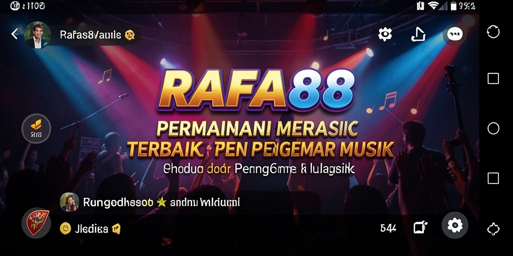 Screenshot utama RAFA88 menunjukkan gameplay seru dengan musik.