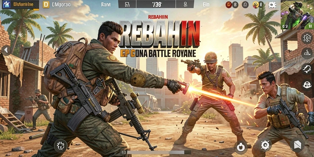 Tampilan gameplay menegangkan di dunia Battle Royale.