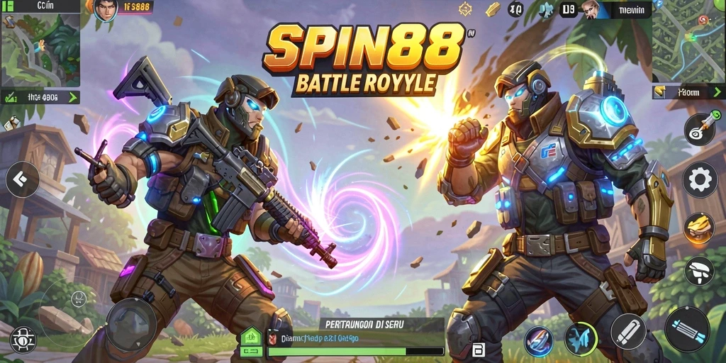 Tangkapan layar permainan SPIN88 dengan aksi Battle Royale yang intens.