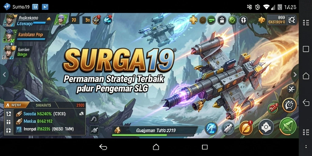 Tangkapan layar gameplay SURGA19 yang menunjukkan pertarungan strategis.