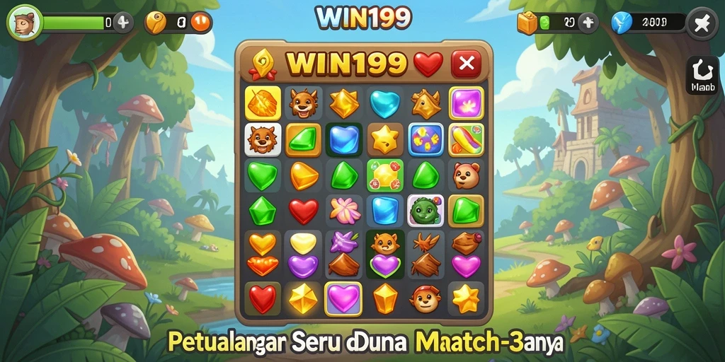 Menampilkan aksi gameplay seru dalam WIN199 dengan tantangan Match-3.