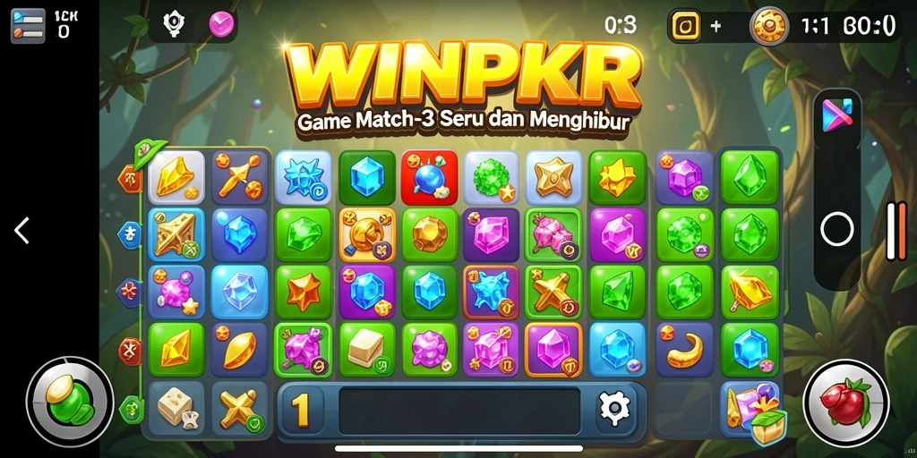 Tampilan gameplay <strong>WINPKR</strong> yang menarik dalam genre match-3.