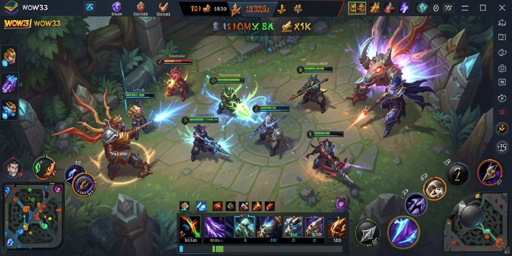 Tangkapan layar gameplay WOW33 menunjukkan pertempuran epik dan strategi tim.