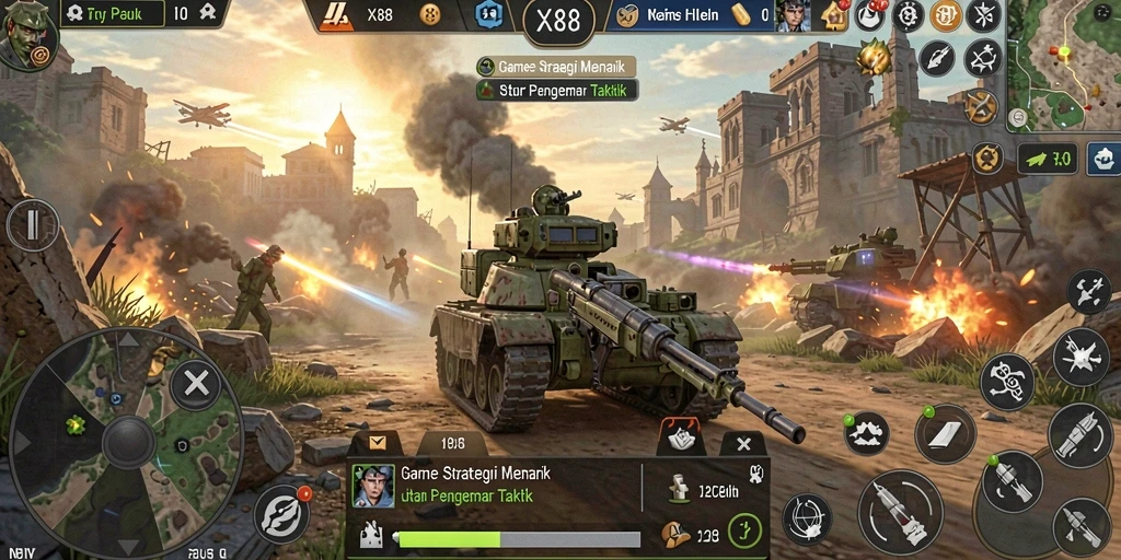 Tampilan gameplay seru X88 dengan strategi yang mendebarkan.